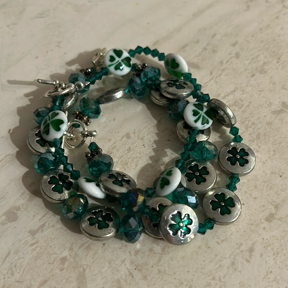 Set of 3 GOOD LUCK ST Patrick's Day Bracelets